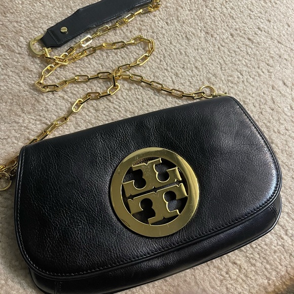 Tory Burch Bags Tory Burch Black And Gold Crossbody Bag Poshmark